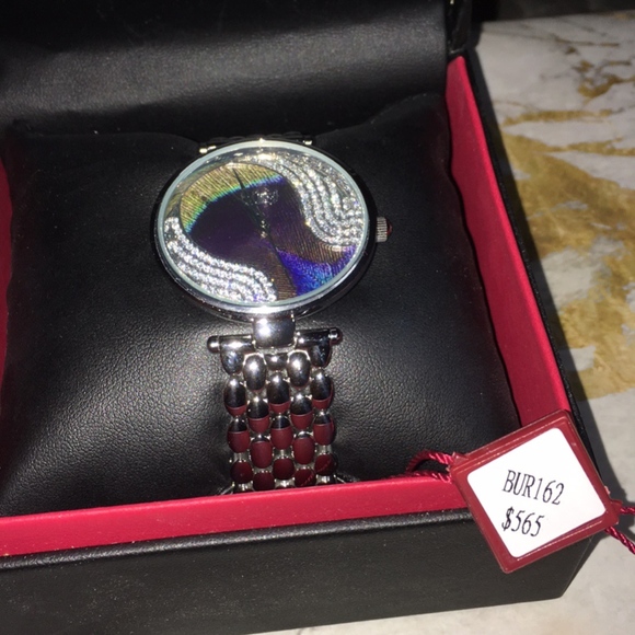 Silver Swarovski Crystal Peacock Feather Pattern - Picture 3 of 4